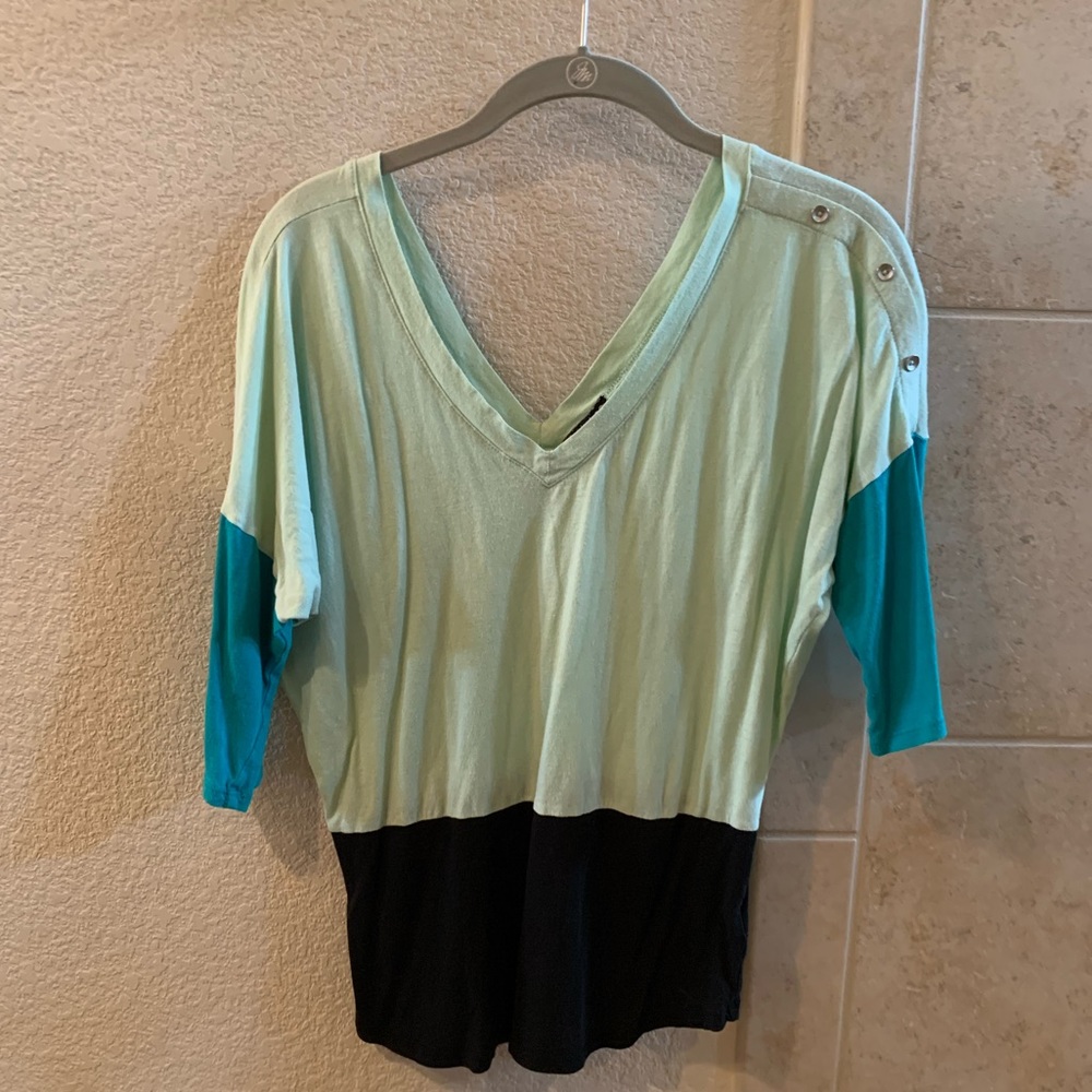 Express color block deep v top